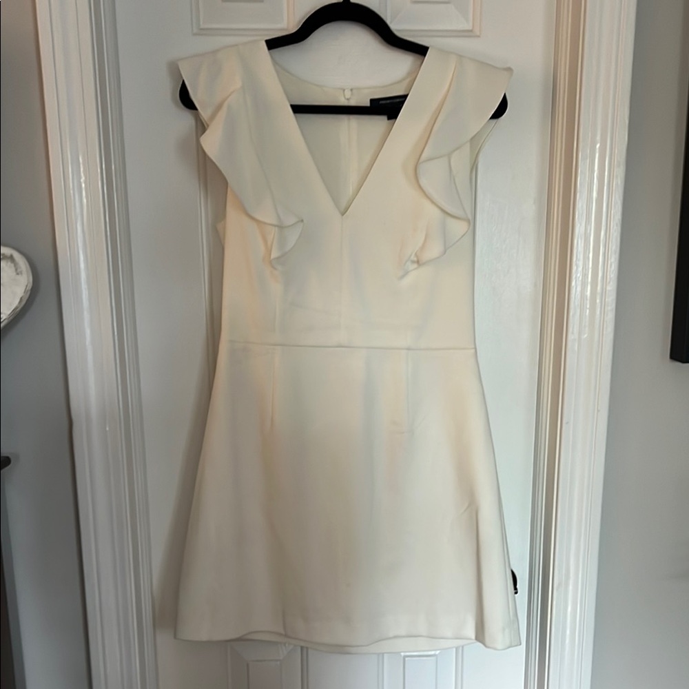 French Connection Cream Ruffled Mini Dress